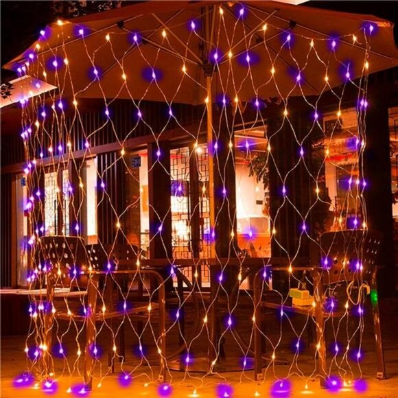 Halloween 200 LED Net Lights, 9.8 FT x 6.6 FT Connectable Mesh - Picture 4 of 7
